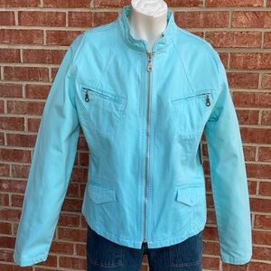 Frenchcuff Aqua Mint Cotton Casual Zippered Jacket